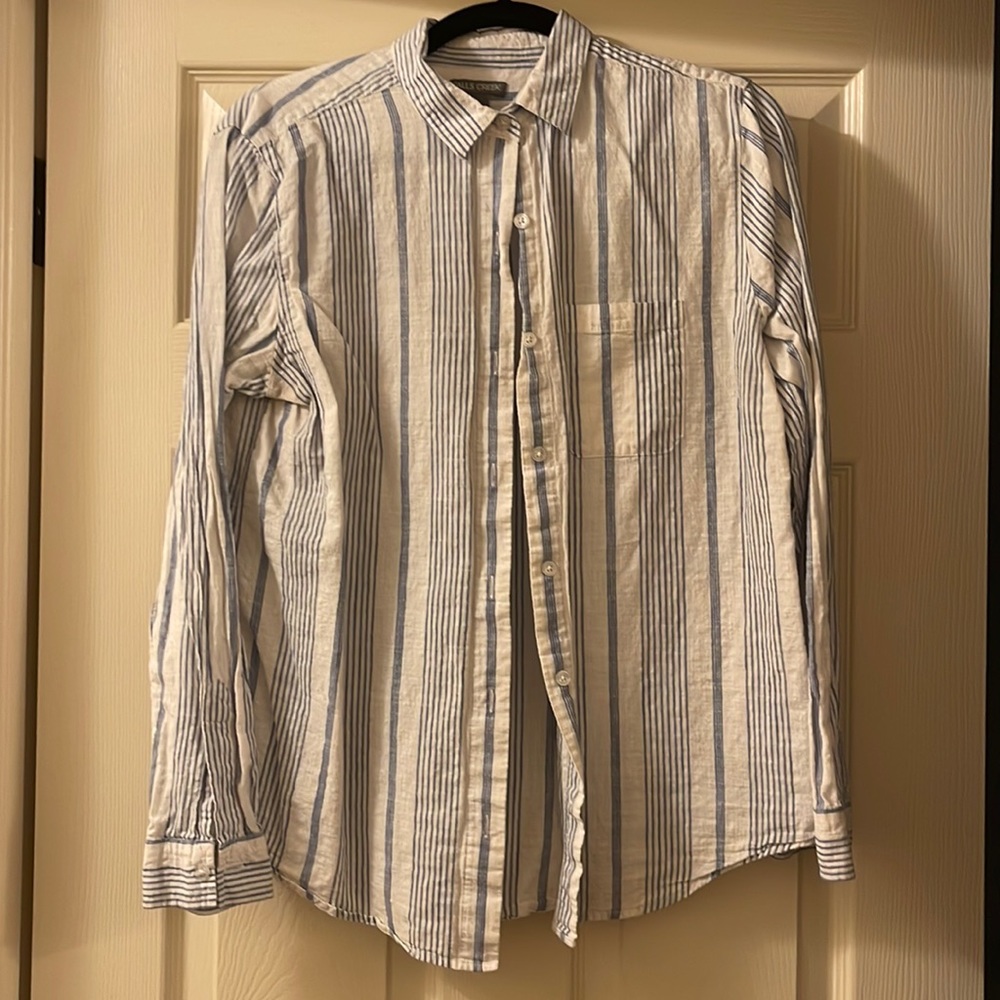 Blue and white stripped button down